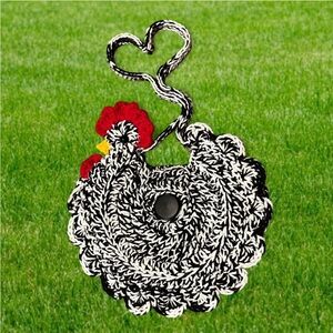 Crochet Speckled Rooster Purse with Button Detail